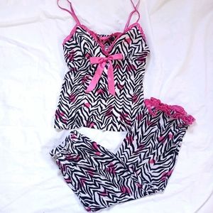 Women's Pink and Zebra Print Pajama Set